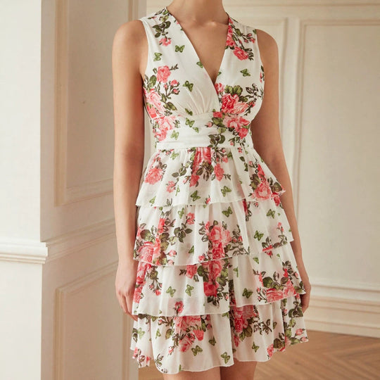 Damen Sommerliches Kleid mit Rüschen und floralem Muster R&B