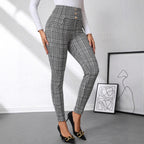 Damen Karierten High-Waist Hosen