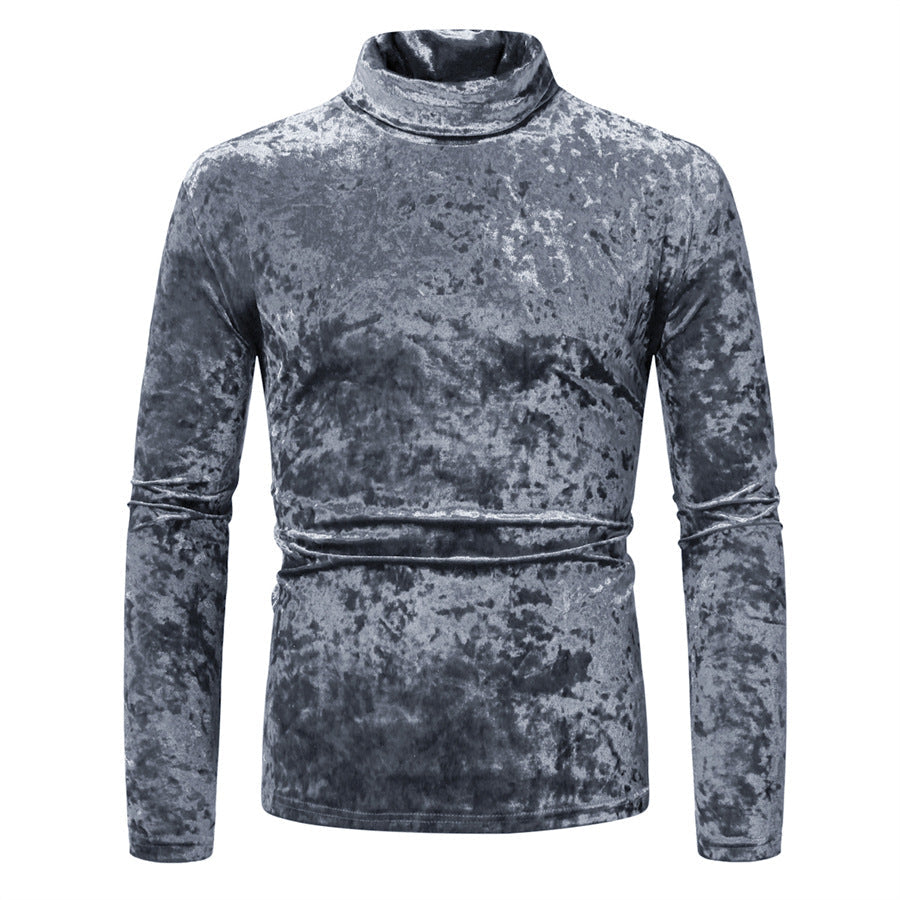 Herren eleganter Stehkragenpullover aus luxuriösem Samt