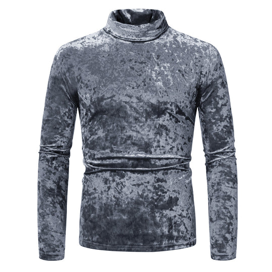Herren eleganter Stehkragenpullover aus luxuriösem Samt R&B