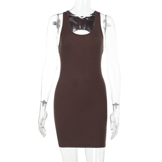Damen figurbetontes Minikleid mit tiefem Ausschnitt und Rippstruktur R&B
