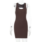 Damen figurbetontes Minikleid mit breiten Trägern R&B