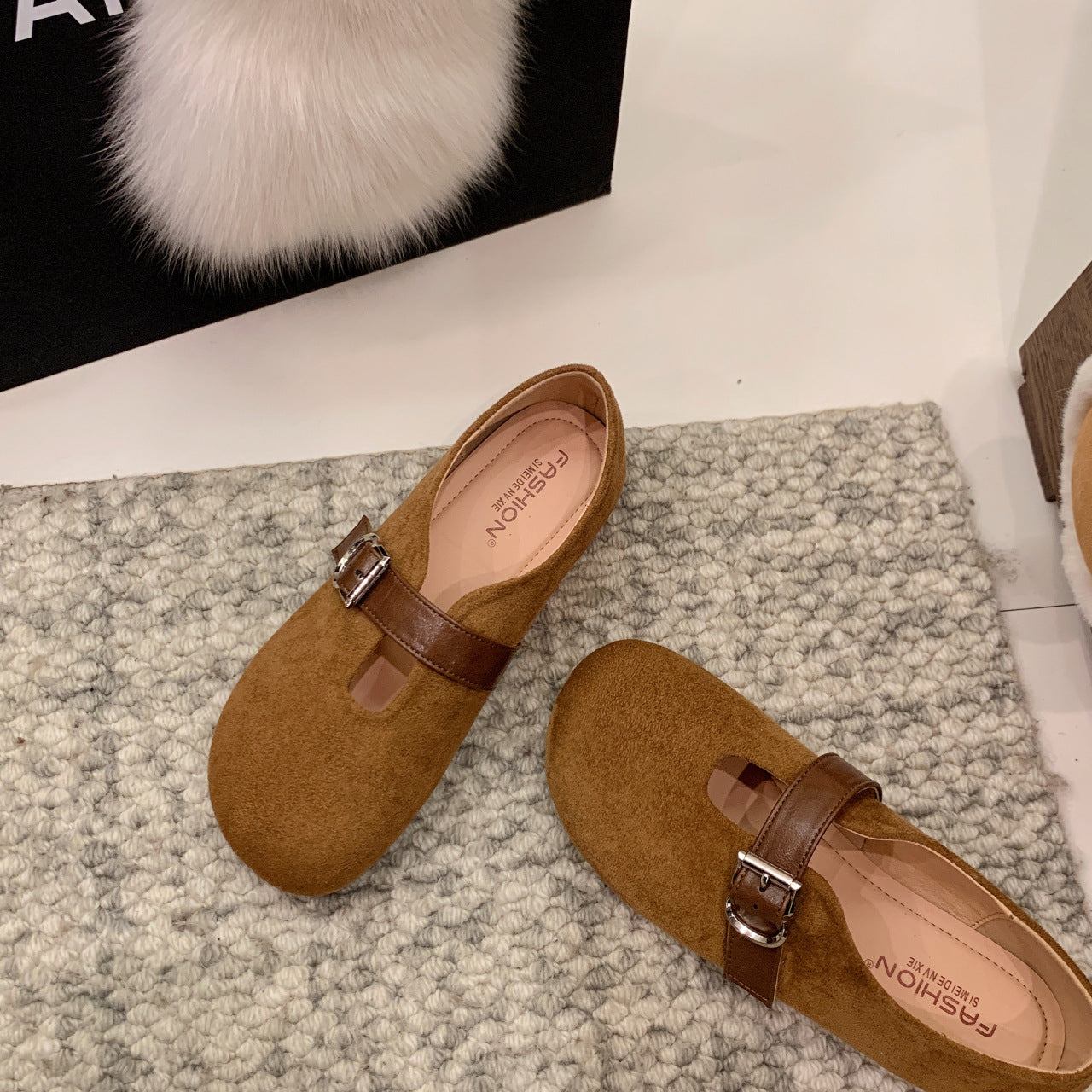 Damen elegante Mokassins mit modischer Schnallenverzierung R&B