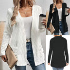 Damen Strickjacke mit modernem Wellenmuster und praktischen Taschen