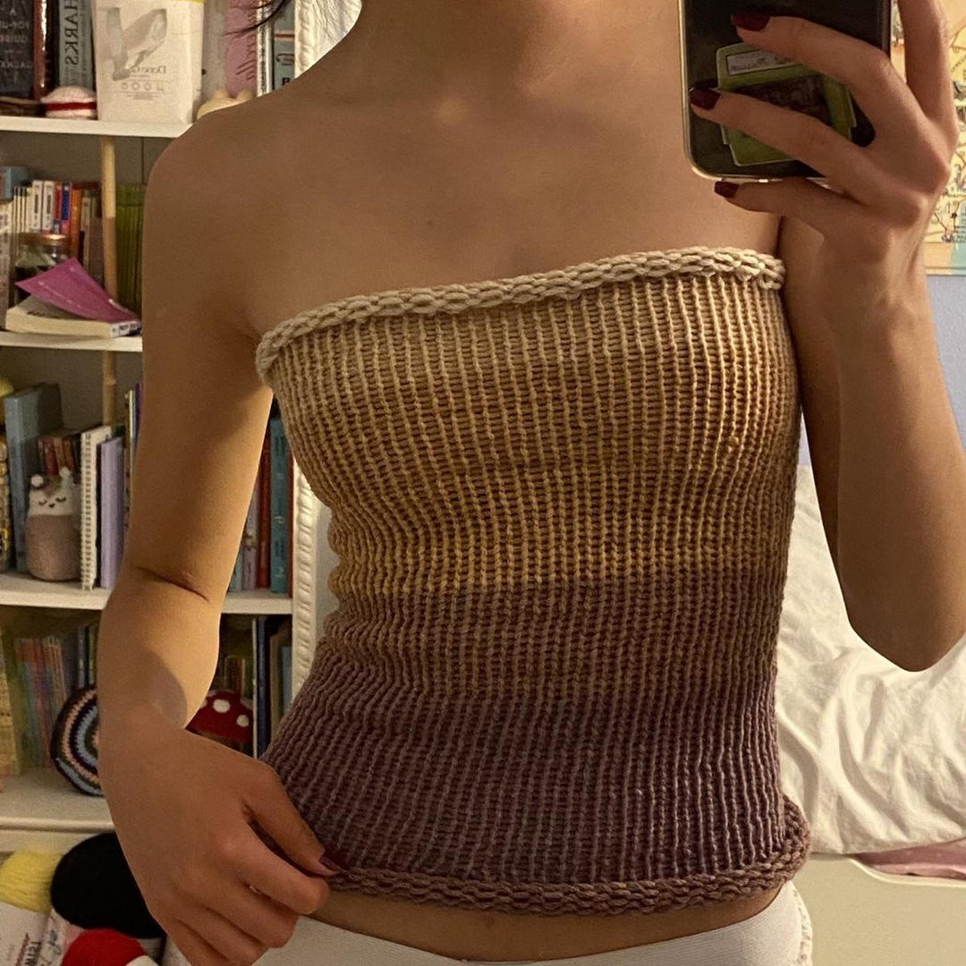 Damen Bandeau Oberteil mit bunten Streifen R&B