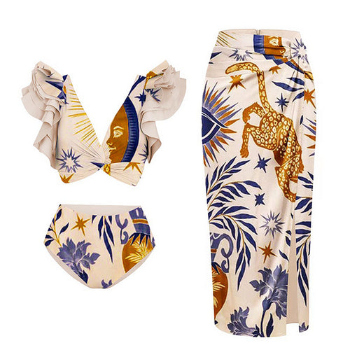 Damen elegantes Wickeloberteil und kombiniertes Rockset R&B