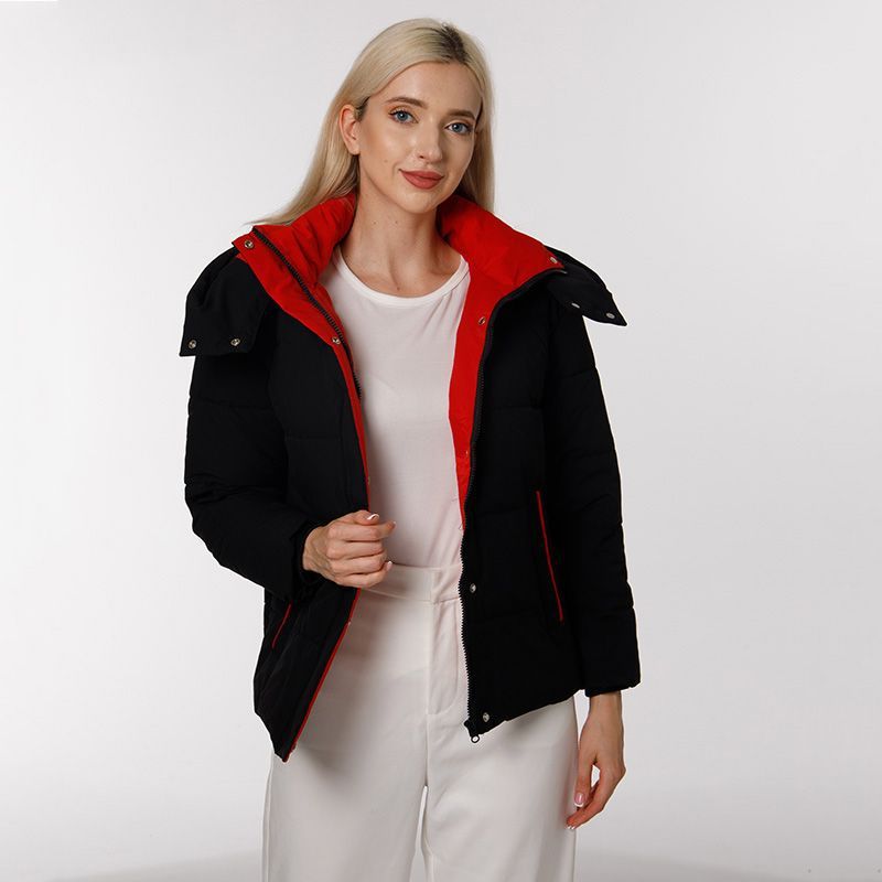 Damen Modische Übergangsjacke mit abnehmbarer Kapuze und warmem Innenfutter R&B
