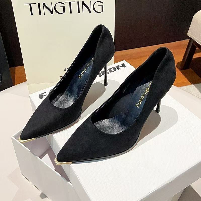 Damen Elegante spitze Pumps mit glänzendem Absatz R&B