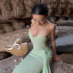 Damen Elegantes bodenlanges Kleid mit raffiniertem Spitzenoberteil und taillierten Details R&B