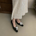 Damen elegante Ballerina-Pumps mit funkelndem Blumenakzent R&B