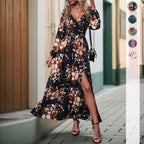 Damen Maxikleid mit floralem Design und seitlichem Schlitz R&B