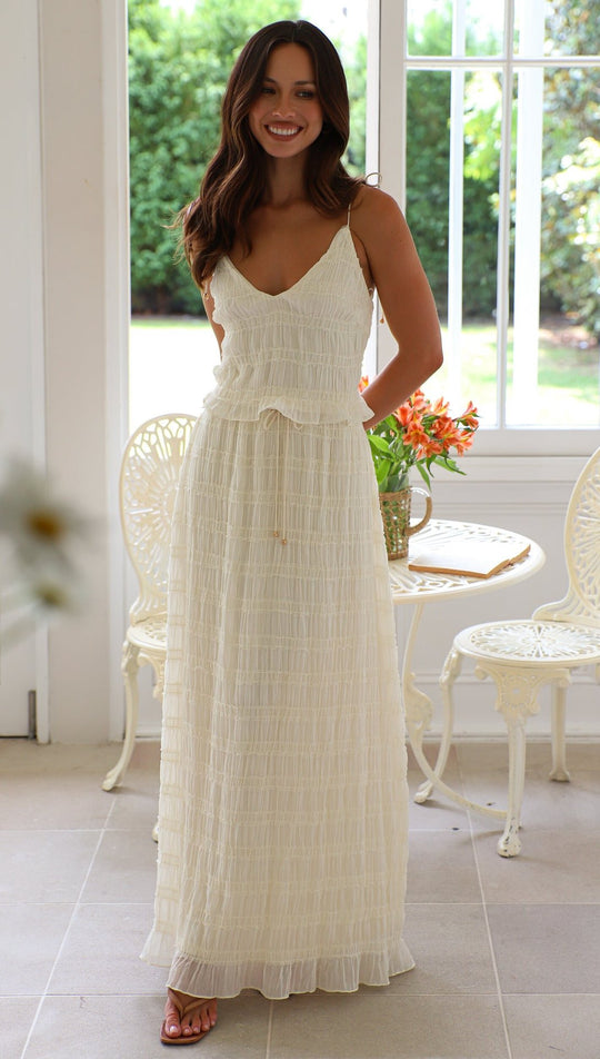 Damen Maxikleid mit zarten Rüschen R&B