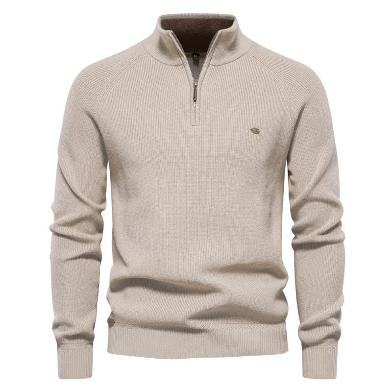 Herren Strickpullover mit halbem Reißverschluss und sportlichen Details R&B