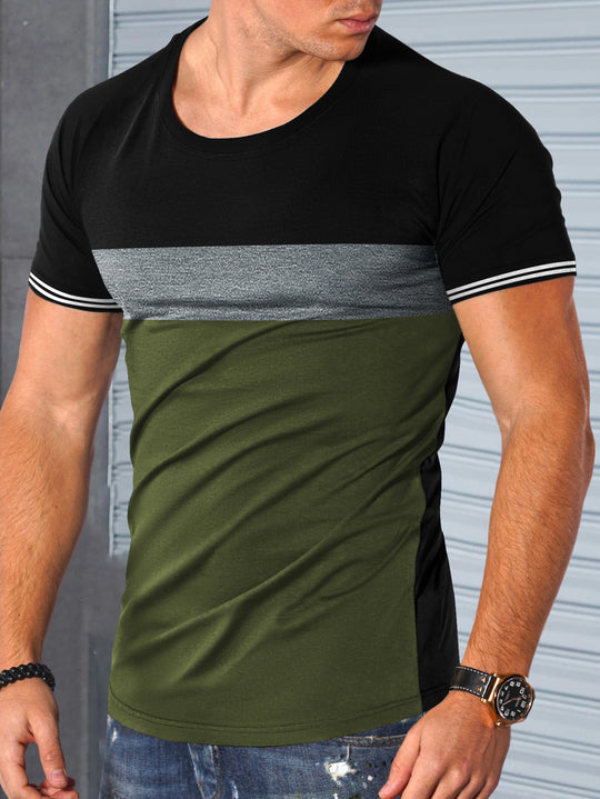 Herren modernes Kurzarm-T-Shirt mit strukturiertem Design und Kontrastdetails R&B