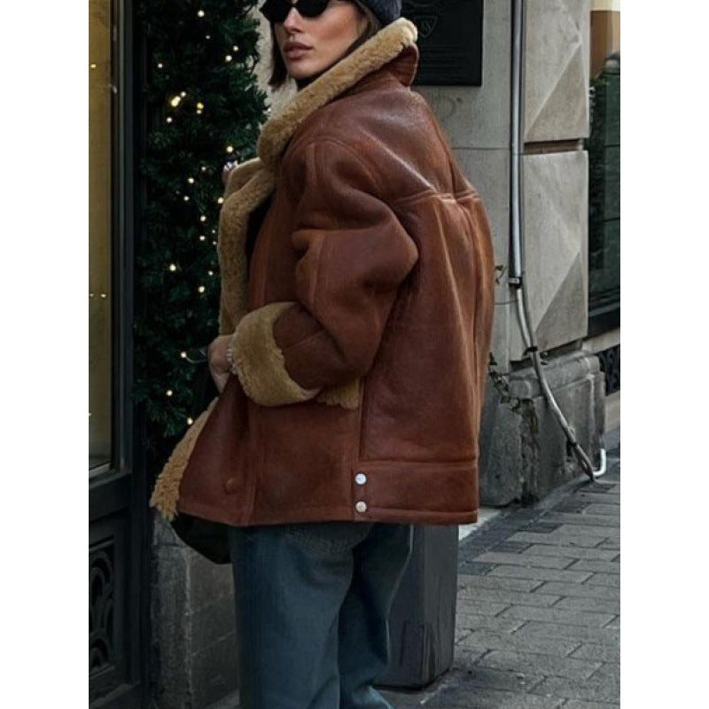 Damen Kunstfell jacke mit lässigem Oversized-Schnitt R&B