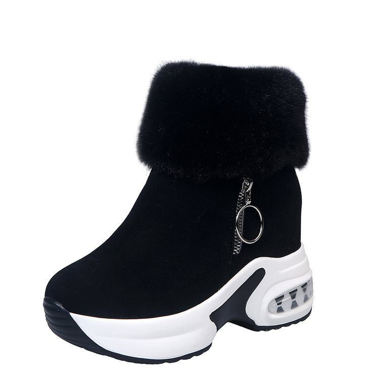 Damen Komfortable Sneaker-Stiefel mit trendigem Leopardenmuster und kuscheligem Kragen R&B