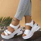 Damen modische Wedge-Sandalen mit elastischem Riemendesign und komfortabler Dämpfung R&B