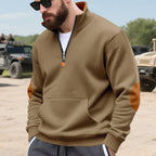 Herren sportlicher Pullover mit halbem Reißverschluss und praktischem Kängurutasche R&B