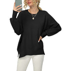 Damen lockerer Strickpullover mit weitem Schnitt R&B