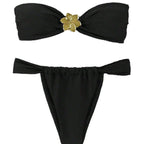 Damen Bandeau-Bikini mit eleganter Goldschließe R&B