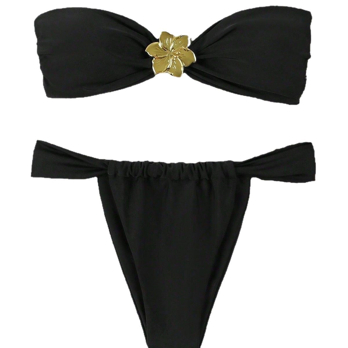 Damen Bandeau-Bikini mit eleganter Goldschließe R&B