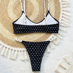 Damen Triangel-Bikini mit verspieltem Punktedesign und verstellbaren Trägern R&B
