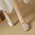 Damen Glänzende Slingback-Pumps mit kunstvollem Design R&B