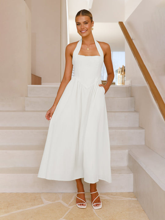 Damen Maxikleid mit modernen Trägern und fließendem Schnitt R&B