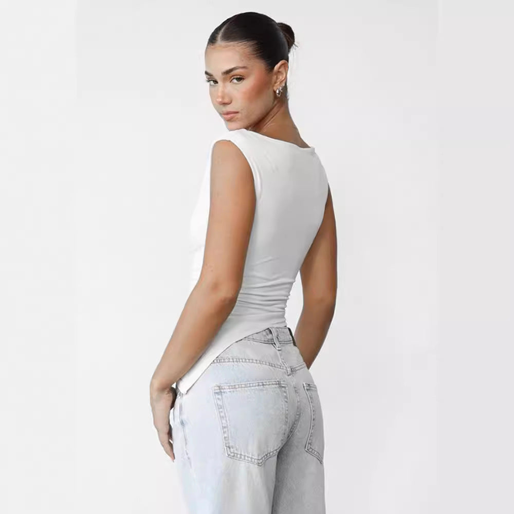 Damen figurbetontes Top mit Rüschendetails R&B