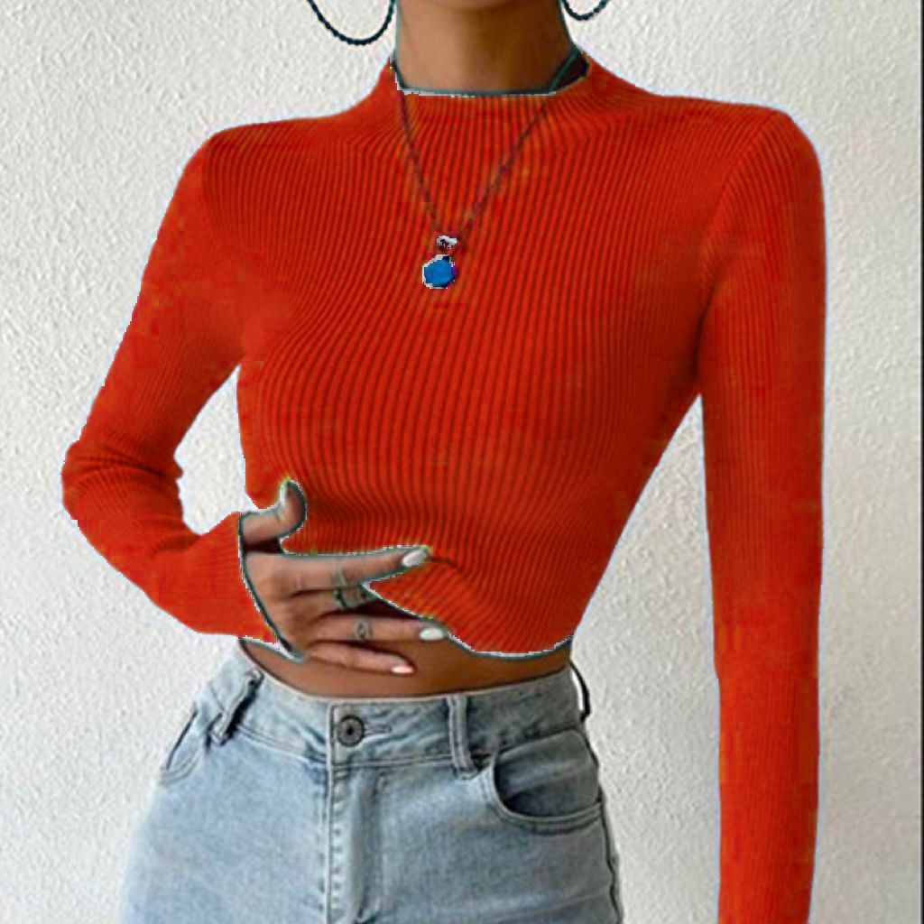 Damen Feinstrickpullover mit modischem Stehkragen und waveless Design R&B
