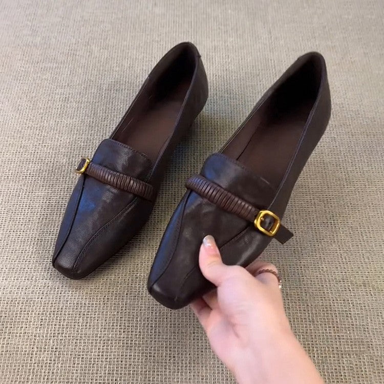 Damen Elegante Mokassins mit modischem Riemenverschluss und spitz zulaufendem Design