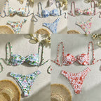 Damen Triangel-Bikini mit floralem Design und verstellbaren Trägern R&B