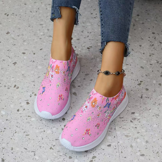 Damen farbenfrohe Design-Sneaker mit elastischem Einschlupf R&B