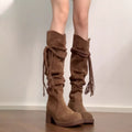 Damen Overknee-Stiefel mit dekorativen Knoten und weichem Wildleder R&B
