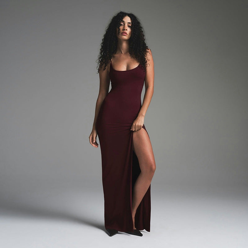 Damen Figurbetontes Maxikleid mit hohem Schlitz R&B