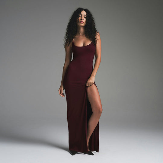 Damen Figurbetontes Maxikleid mit hohem Schlitz R&B