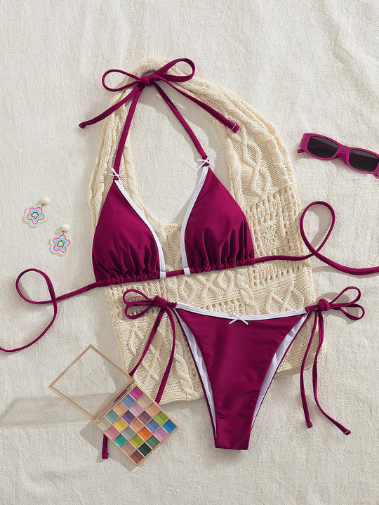 Damen Triangel-Bikini mit verspielten Bindebändern R&B