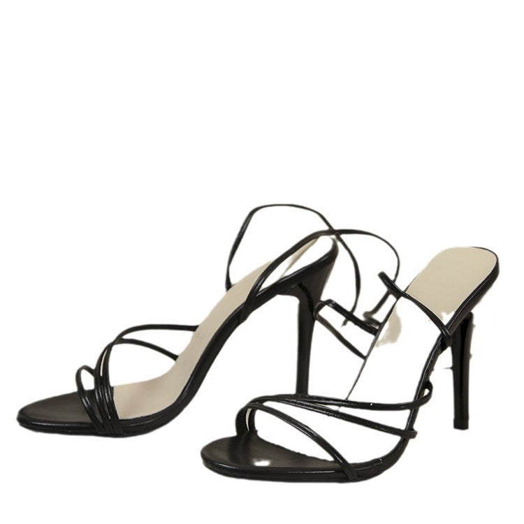 Damen Hochhackige Riemchen-Sandalen mit eleganter Schnürung R&B