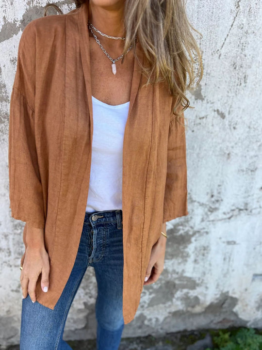 Damen lässige Sommerjacke aus leichtem Leinen R&B