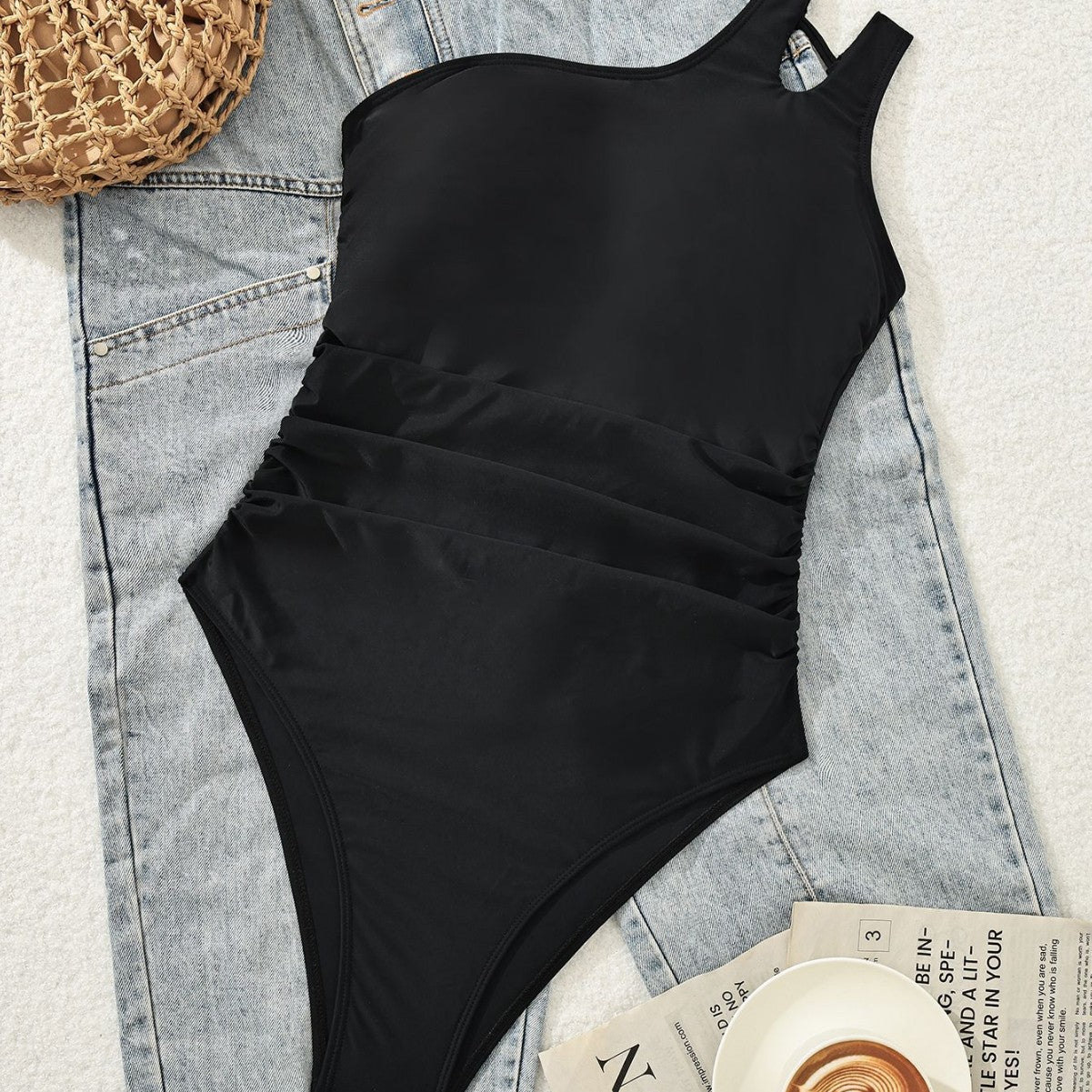 Damen Einseitiger Eleganter Badeanzug