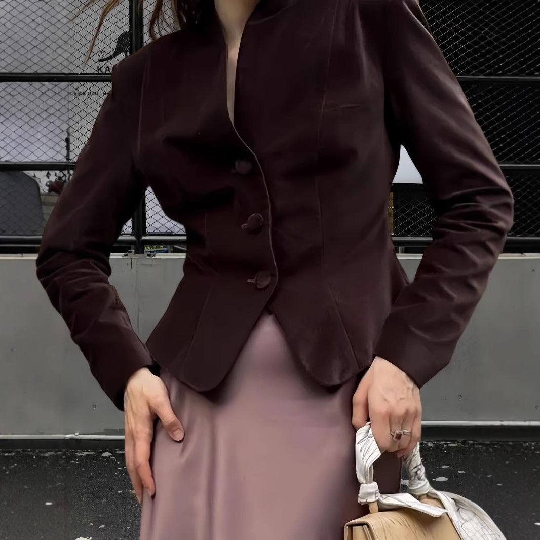 Damen elegante Blazerjacke mit tailliertem Schnitt R&B