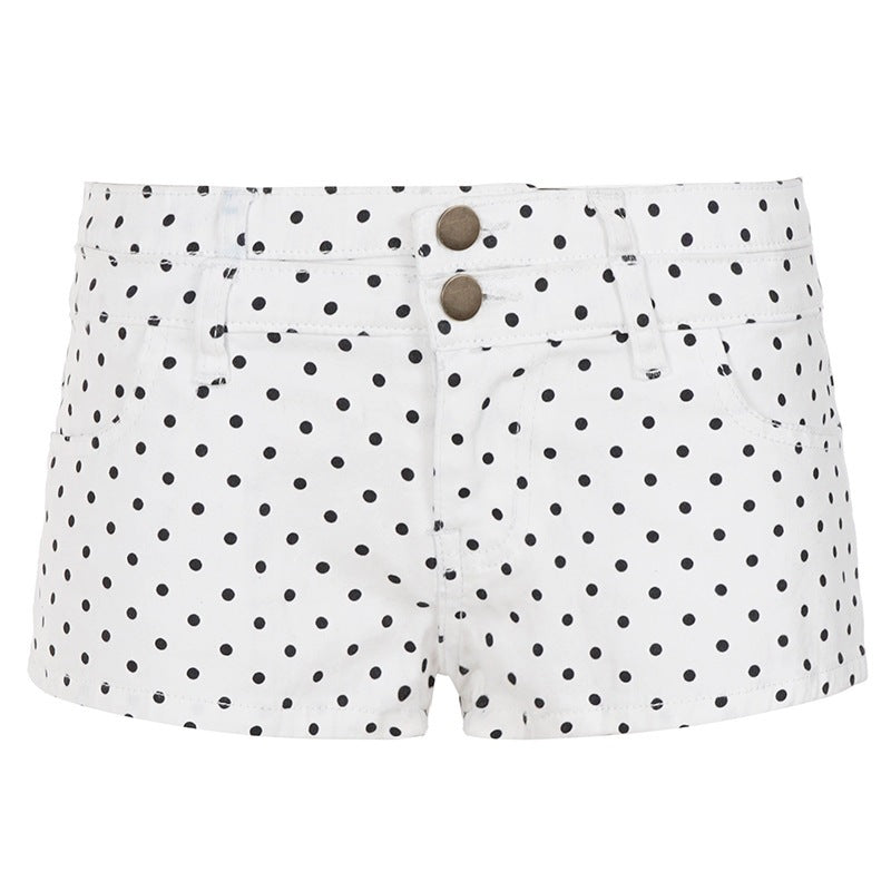 Damen Modische Shorts mit zeitgemäßem Punktedesign und hohem Bund R&B