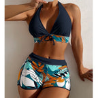 Damen Sportlicher Bikini-Shorts-Set mit neckholder Oberteil R&B