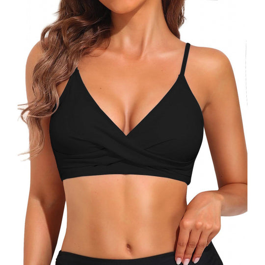 Damen Sportliches Bikini-Oberteil mit Wickel-Design R&B