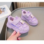 Damen Sportliche Kindersneaker mit niedlichen Tierapplikationen und hochelastischem Klettverschluss