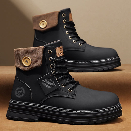 Damen Winterstiefel mit doppeltem Knopfverschluss und gepolstertem Kragen R&B