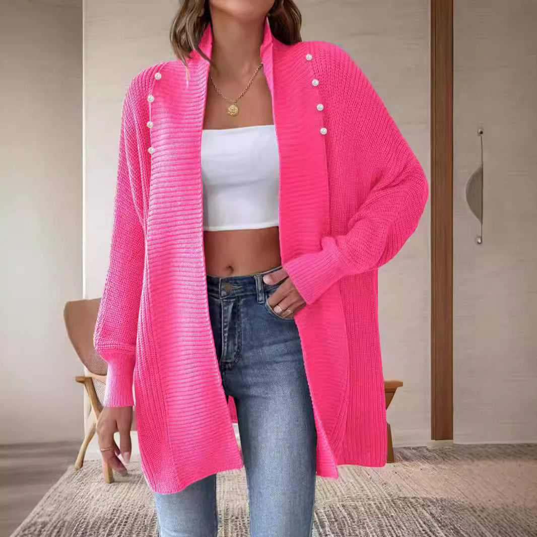 Damen Strickjacke mit dekorativen Knopfdetails und offenem Schnitt R&B