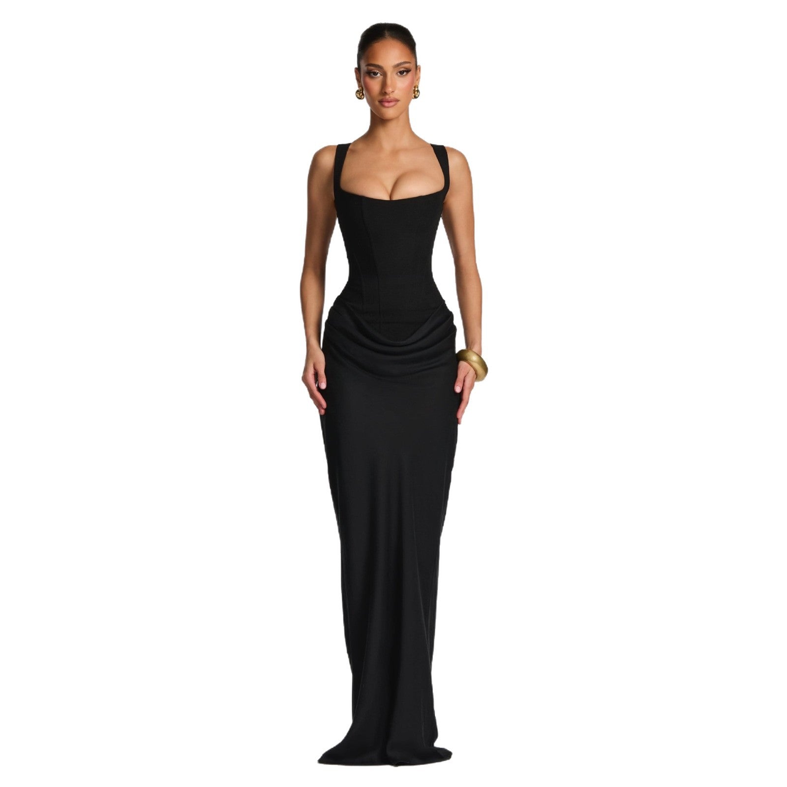 Damen Elegantes Maxikleid mit figurbetonendem Schnitt und raffiniertem Faltenwurf R&B