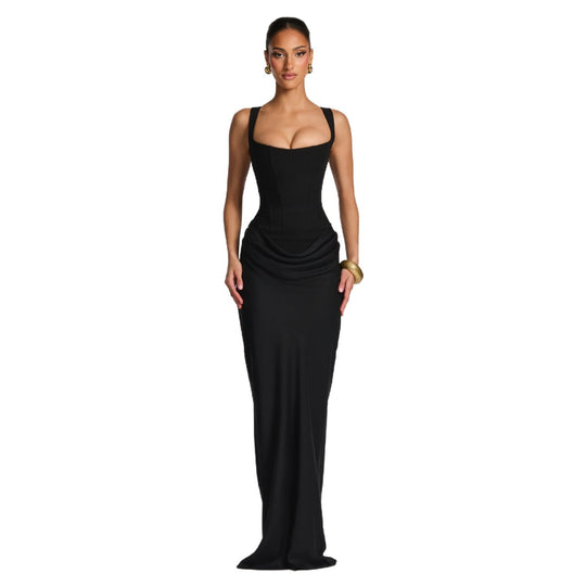 Damen Elegantes Maxikleid mit figurbetonendem Schnitt und raffiniertem Faltenwurf R&B