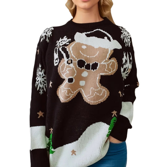Damen Weihnachtspullover mit festlichem Lebkuchenmotivat R&B